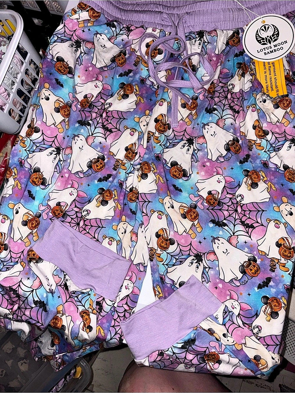 Lotus Moon Bamboo Halloween Winnie the Pooh Ghost Pajama Jogger Pants Purple & P
